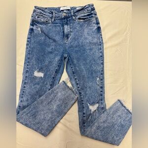 Judy Blue Light Acid Wash Denim Distressed Skinny Jeans